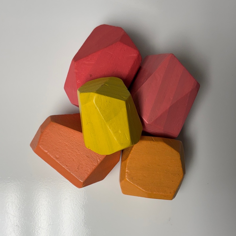 Lovevery Geometric Wooden Stacking Blocks - Yellow, Coral, Orange